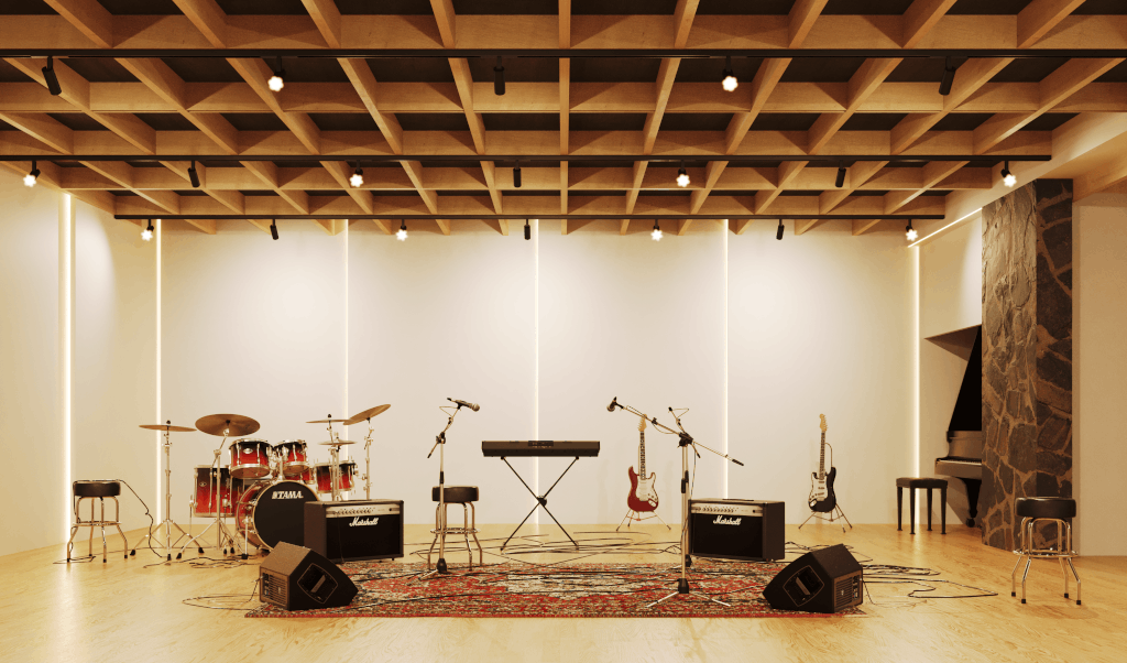 The main live room is an exact replica of AIR Studios Montserrat