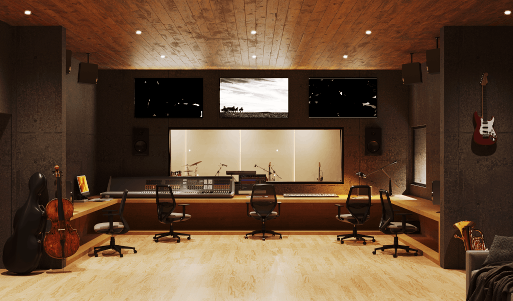 The control room is spacious and designed for engineers & film directors alike