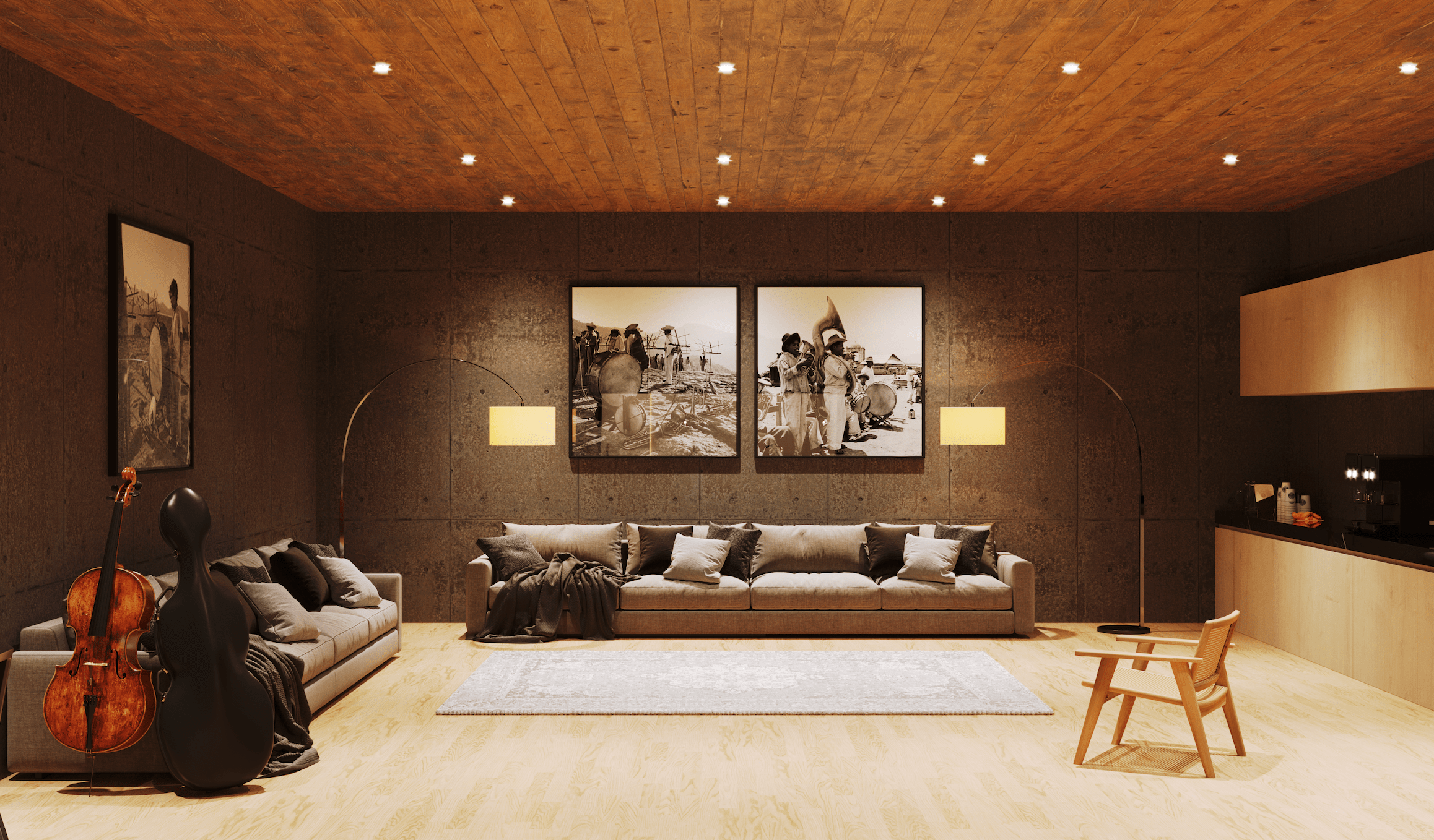 Spacious and comfortable control room for clients